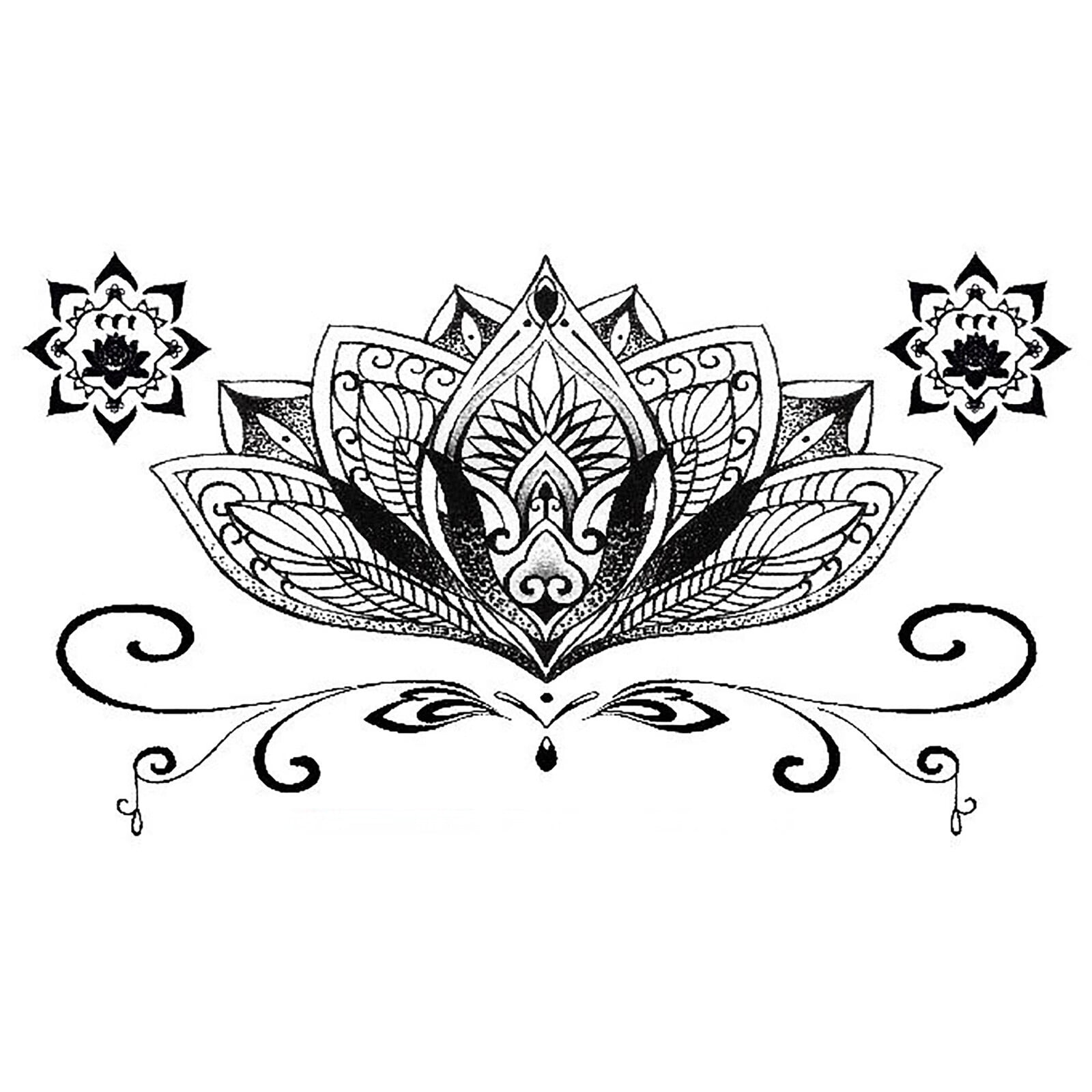 MIARHB Black Underboob Tattoo Temporary Tattoo Stickers On Chest Waist  Waterproof Body 