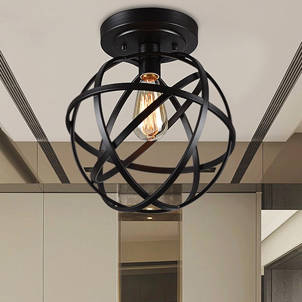 Warehouse Of Tiffany Emrael 1-Light Globe Ceiling Lamp Antique Black C1710-1