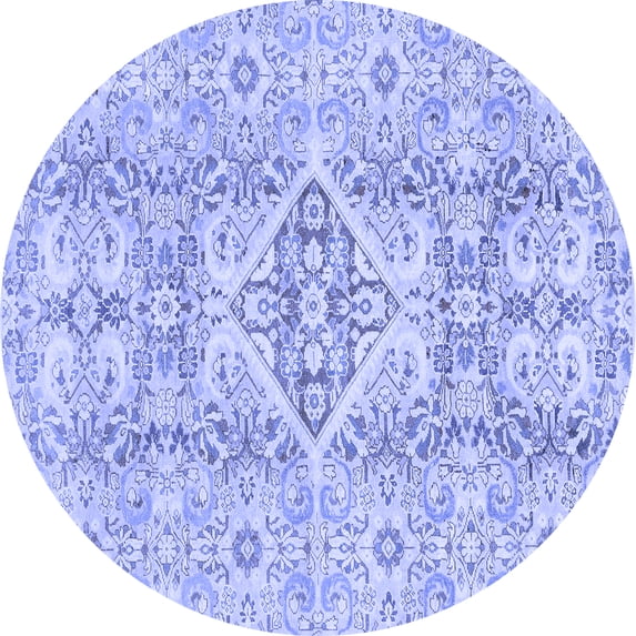 Ahgly Company Indoor Round Abstract Blue Modern Area Rugs, 8' Round