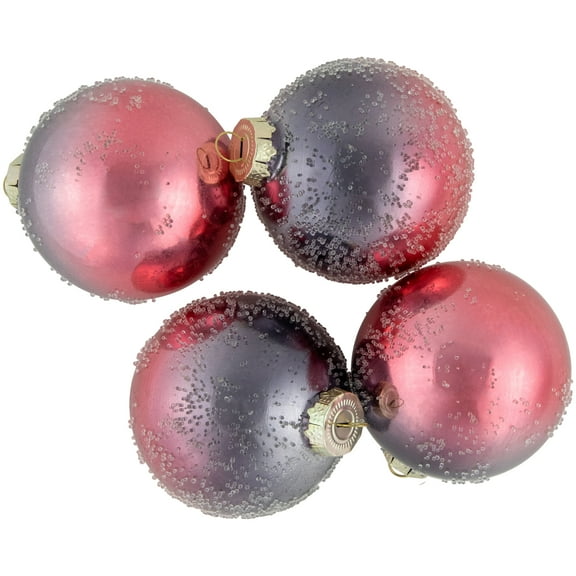 Northlight 4ct Pink and Grey Ombre Hand Blown Textured Glass Ball Christmas Ornaments 3.25" (80mm)