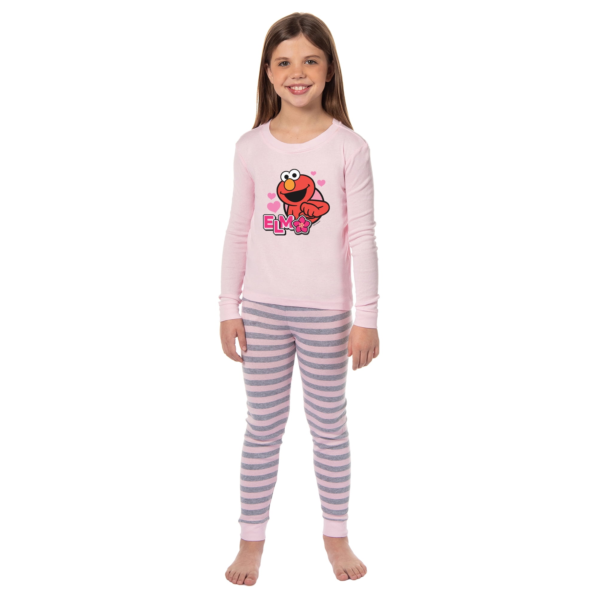 Sesame Street Elmo Girls' Love You 2 Piece Tight Fit Kids Long Sleeve Pajama Set