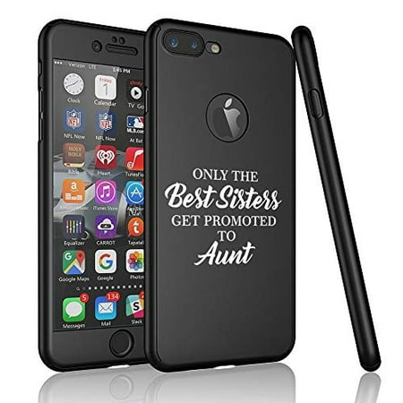 360° Full Body Thin Slim Hard Case Cover + Tempered Glass Screen Protector F0R Apple iPhone The Best Sisters Get Promoted to Aunt (Black, F0R Apple iPhone 6 /