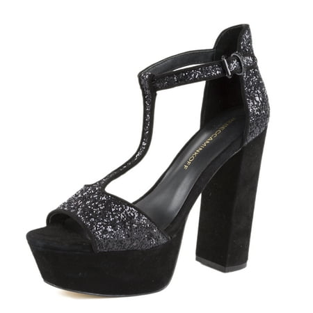 

Rebecca Minkoff Women s Rosa Glitter T-Strap Platform Sandals US 7 Black