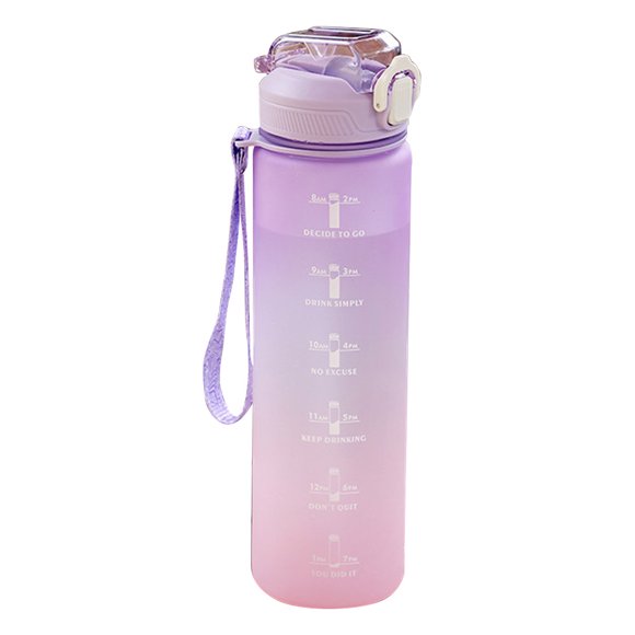 Water Bottles with Times to Drink and Straw, Motivational Water Bottle with Time Marker