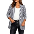 thumbnail image 4 of Ynynloco Women's Blazer Business Casual Striped Open Front Dressy 3/4 Ruched Sleeve Work Office Suit Jackets Blazer, 4 of 6