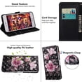 thumbnail image 2 of case for Samsung Galaxy A22 5G (not 4g) Wallet Case for Women, Premium PU Leather Prints Flip Cute Cover with Card Holder & Kickstand Feature Phone Case for Samsung Galaxy A22 5G Black Pink Flower, 2 of 7