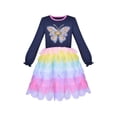 thumbnail image 1 of Girls Dress Butterfly Long Sleeve Rainbow Ruffle Skirt 8 Years, 1 of 6