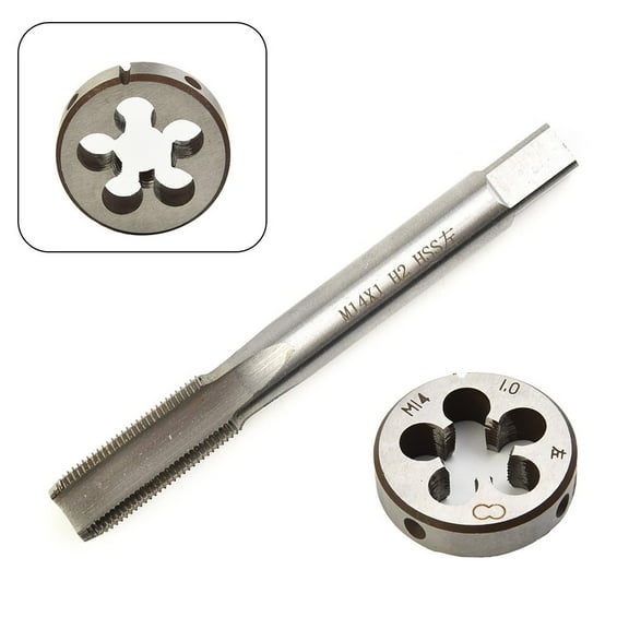 HSS M14x1.0mm Tap & M14x1.0mm Die Metric Thread Left Hand Metalwork Tools M14x1 Tap round Die Set Power Tool Accessories