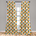 thumbnail image 5 of Ambesonne Pineapple Curtains, Tropical Fruits Ornament, Pair of 28"x84", Earth Yellow and Fern Green, 5 of 5