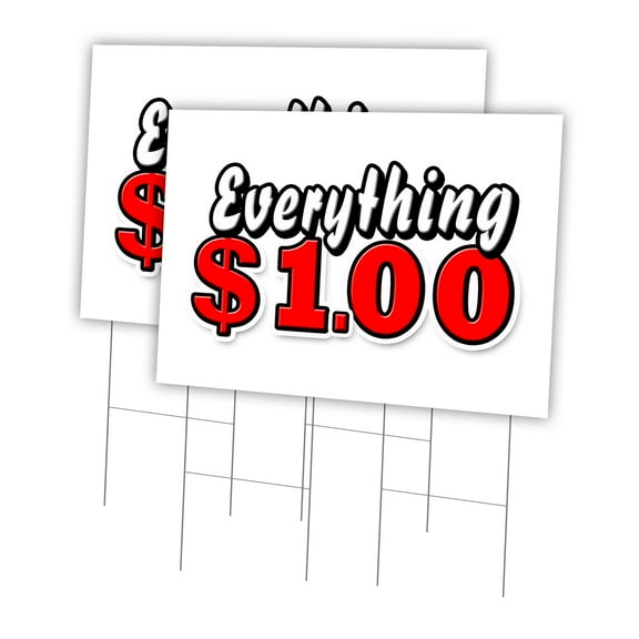 Everything 1 Dollar 2 Pack Of 24" x 36" Yard Sign & Stake | Advertise Your Business | Stake Included Image On Front Only | Made in The USA