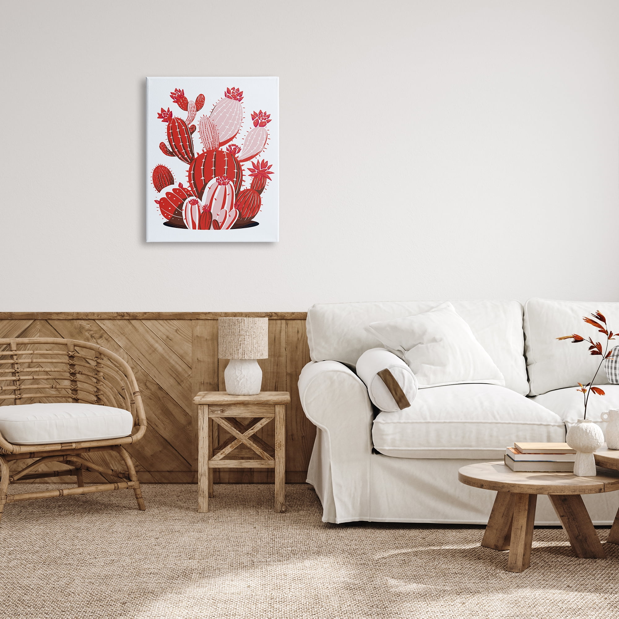 Stupell Industries Modern Red Cacti Botanical & Floral Painting Gallery Wrapped Canvas Print Wall Art, 24 x 30