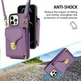 thumbnail image 6 of Allytech Case for iPhone 13 Pro, [Large Capacity] Wallet Case with Card Slots & Zipper Pocket, Premium PU Leather Metal Snap Kickstand Shockproof Case with Shoulder Strap, Purple, 6 of 7