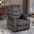 thumbnail image 4 of Power Lift Recliner Chair, Paproos Power Lift Recliner with Massage and Heat for Elderly, Reclining Sofa with Cup Holders & Side Pockets for Living Room, Velvet Fabric, Gray, 4 of 9