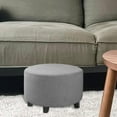 thumbnail image 5 of Round Footstool Cover Ottoman Slipcover Stretch Dustproof Footrest Protector Gray, 5 of 8