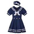 thumbnail image 4 of SJLDQY Childrens Girls Sailor Dress Up Fashion Pleated Dress With Hat Outfits Party Stage Performance Trousers, 4 of 9