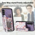 thumbnail image 6 of Allytech Galaxy S23 FE Case with Zipper Pocket & Cards Holder, Floral Slim Wallet Case for Girls Women Shockproof Stand Compatible with Car Mount Phone Case for Samsung Galaxy S23 FE -Purple, 6 of 9