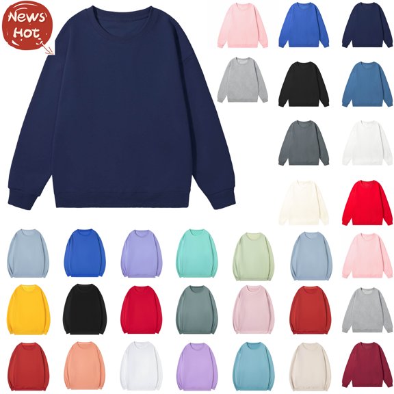 Mens Sweatshirts Under $10, Men Casual Solid Color Basic Pullover Round Neck Blouses Shirts, Mens New Arrivals, Navy, S