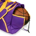 thumbnail image 4 of DALIX 24" The Dagger Basketball Duffle Bag Sports Shoe Ball Holder Duffel w Shoulder Strap and Water Bottle Holder in Purple Gold, 4 of 5