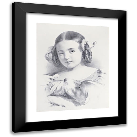 Bernard-Romain Julien 12x14 Black Modern Framed Museum Art Print Titled - Julien's Studies of Heads Pl 22 (1840)