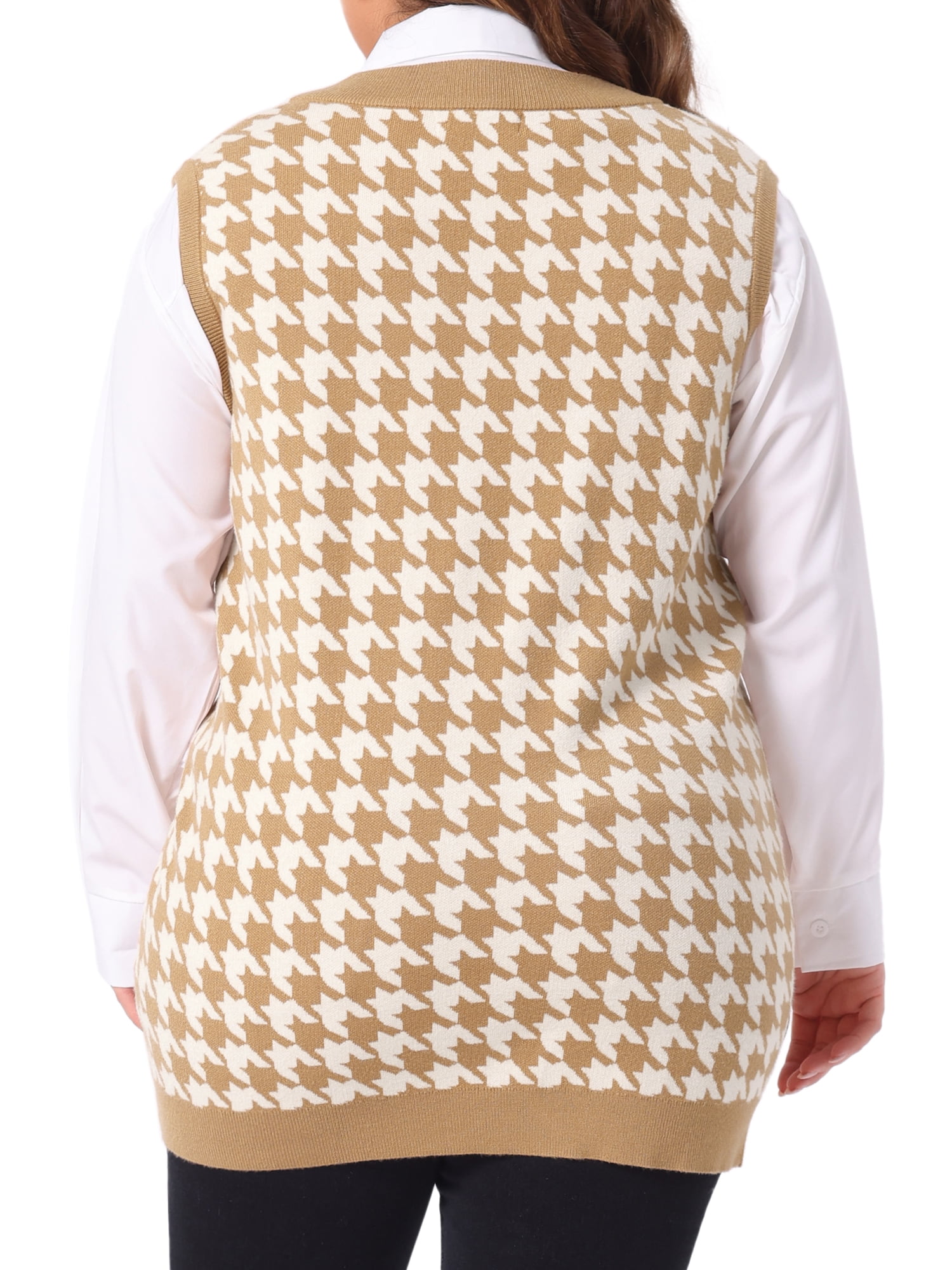 DARING DIVA Women's Plus V Neck Sleeveless Knit Oversized Sweater Vests 2X Brown