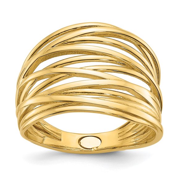 Diamond2Deal 14K Yellow Gold Polished Criss Cross Ring Size 7