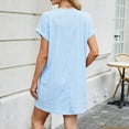 thumbnail image 6 of qucoqpe Womens Summer Short Sleeve Sun Dress Crew Neck Casual Loose Solid T-shirts Dress Hawaiian Beach Mini Dress, 6 of 7