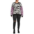 thumbnail image 5 of Terra & Sky Women's Plus Size Drop Shoulder Print Sweater, Midweight, 5 of 6