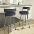 thumbnail image 6 of Amisco Browser 26 In. Swivel Counter Stool - Navy Blue Faux Leather / Metallic Grey Metal, 6 of 10
