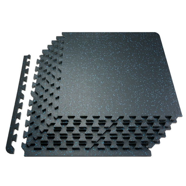 VEVOR - Juego de 6 alfombrillas para gimnasio de 0,56" de grosor, 24" x 24" de espuma EVA y parte superior de goma entrelazadas para entrenamiento con una cobertura de 24 pies cuadrados