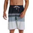 thumbnail image 2 of KIHOUT Men's Athletic Beach Shorts Mesh Striped Print Summer Beach Lightweight Drawstring Quick Dry Shorts, 2 of 7