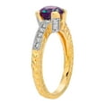 thumbnail image 2 of Galaxy Gold Size 6.5  14K Solid Yellow Gold Ring with Natural Diamonds & Round Shape Lab. Grown  Alexandrite Grade AAA, 2 of 5