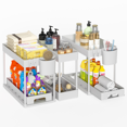 thumbnail image 3 of Estante para fregadero, estante de almacenamiento de cocina de doble capa de plástico multifuncional, estante de almacenamiento de baño extraíble, 3 of 6