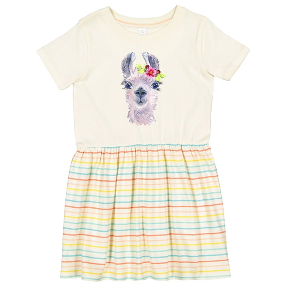 Inktastic Cute Llama with Flower Girls Toddler Dress
