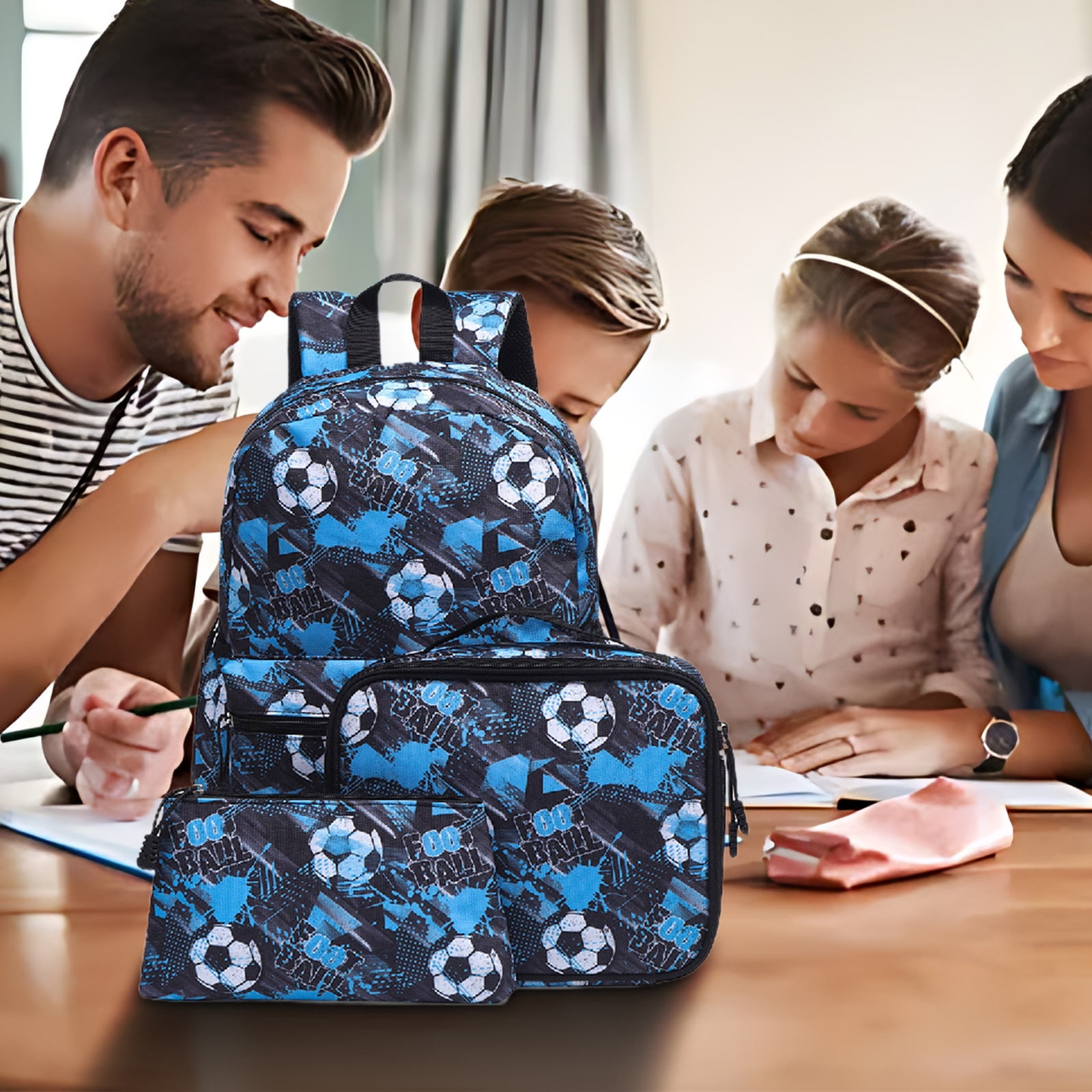 Backpack for Young Adults 3-Piece Set with Pencil Case Durable for 1-3 Grade Collage Users