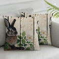 thumbnail image 3 of nygtbtfer 2Pack Vintage Stripe Spring Easter Rabbits Cute Pillow Covers Rustic Farm Animals Rabbit Plants Leaves Throw Pillow Cushion Case Cover for Home Sofa  (PV-Rabbits) 24x24in, 3 of 7