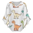 thumbnail image 5 of Cute Dinosaur Evolution Stickers Women's V-Neck Blouse With 3/4 Ruffled Bell Sleeves Casual Top Ladies Blouses, 5 of 7