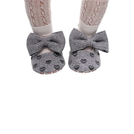 

Newborn Baby Girls Casual Shoes Embroidery Heart Bowknot Patchwork Soft Sole Flat First Works Shoes