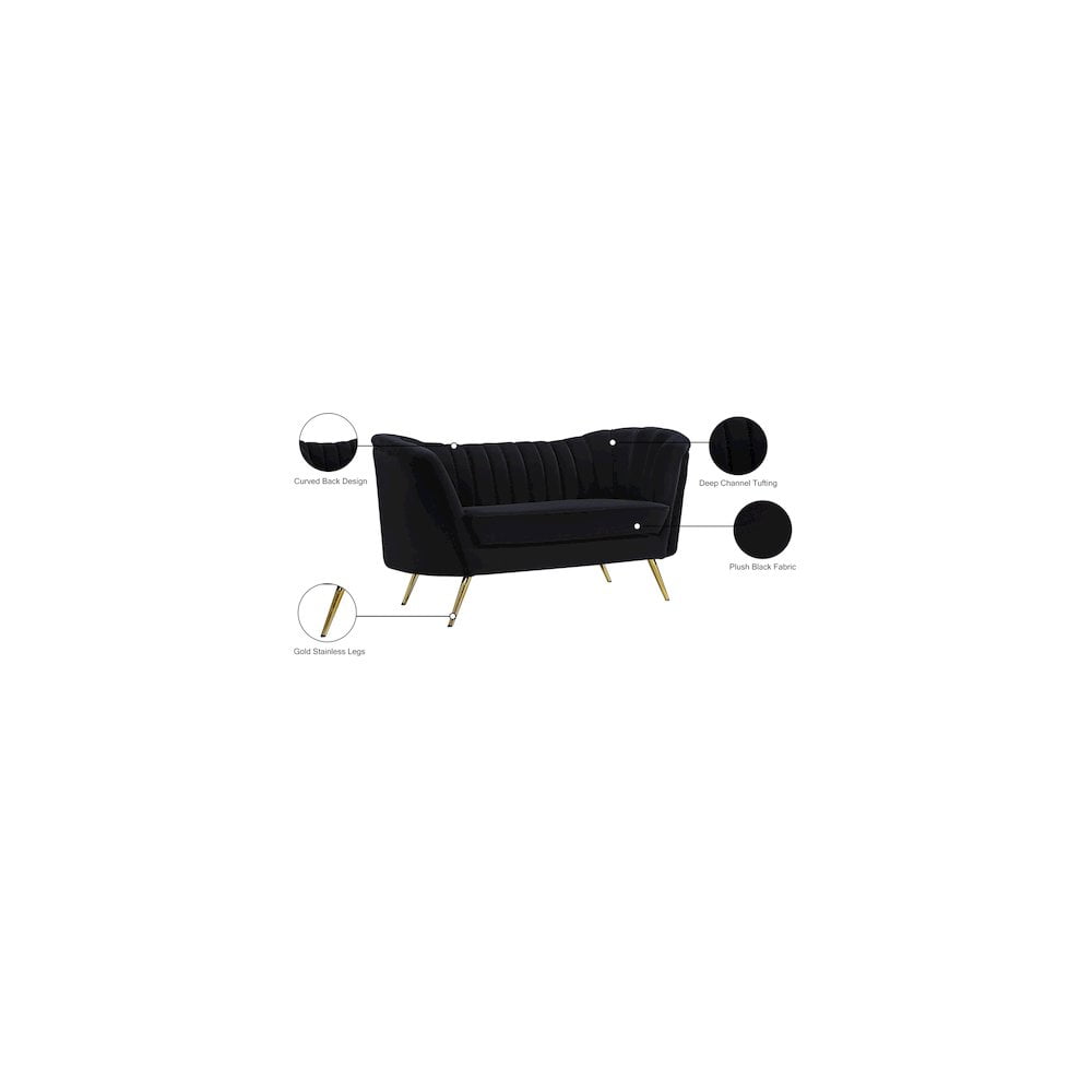 Meridian Furniture Margo Black Velvet Loveseat