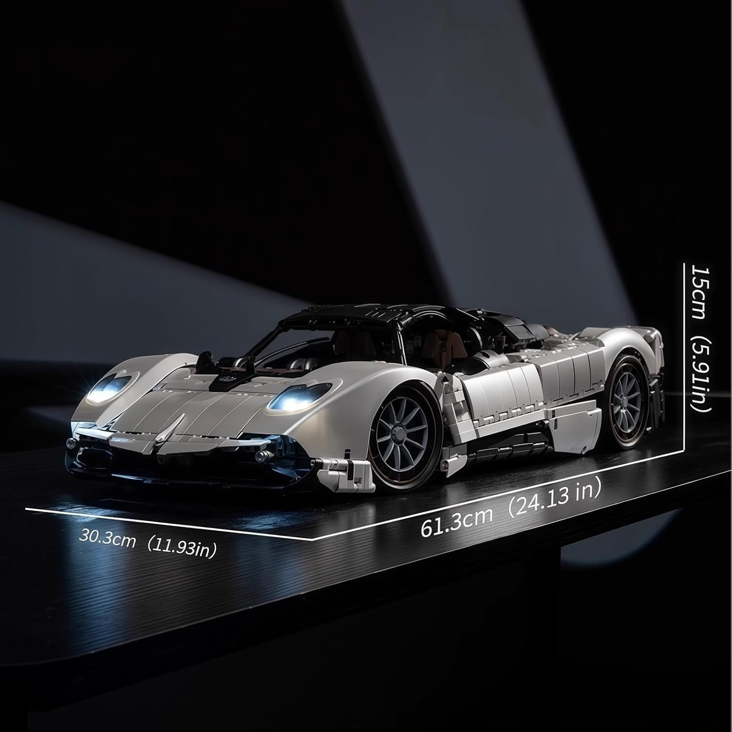 C10 Sports Car Building Set, 1:8 Scale Collectible Model Car Kits for Adults Racing Fans,with Realistic Features, LED Lights, Gift for Birthdays, Room Display (4688 PCS, A-JD118)
