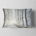 thumbnail image 2 of Designart Winter Lane in Foggy Morning - Landscape Photo Throw Pillow - 12x20, 2 of 5