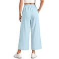 thumbnail image 4 of MOSHU Womens Capri Pants Summer Wide Leg Pants for Women Drawstring Casual Palazzo Trousers with Pockets, 4 of 9