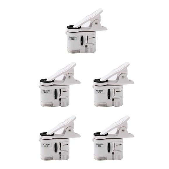 Wweixi 1/2/3/5 60X Pince d'Objectif de Microscope de Téléphone Mobile Pince de Micro Caméra avec Lumière LED Blanc 5 Pcs