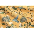 thumbnail image 4 of Mustard Yellow Cotton Floral Shower Curtain,Vintage Anthropologie Shower Curtains for Bathroom,72Wx72H, 4 of 7