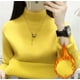 thumbnail image 3 of Suéteres de cuello alto de felpa delgada para mujer, prendas de punto de terciopelo, suéteres cálidos, suéteres de punto gruesos elásticos, jersey de vellón suave, 3 of 5
