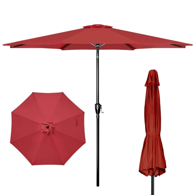 Sombrilla de patio iPower de 9 pies con inclinación, manivela y tela impermeable