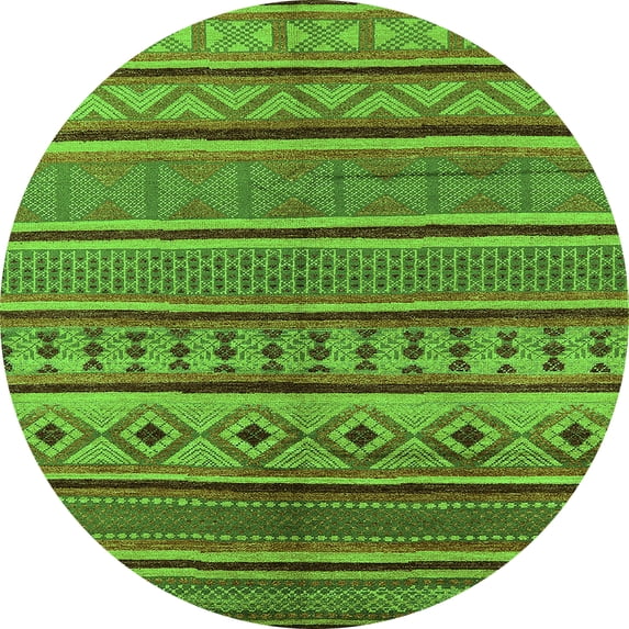 Ahgly Company Indoor Round Oriental Green Industrial Area Rugs, 8' Round