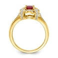 thumbnail image 2 of 14K Yellow Gold Ring Band Gemstone Ruby Oval Red Diamond Round, Size 5, 2 of 3