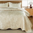 thumbnail image 6 of Home Soft Things 3 Piece Quilted Satin Bedspread Set - Queen 96"x96" - Champagne, 6 of 13