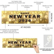 Koyal Wholesale 47x13 Happy New Year Banner Gold Hollywood Glam Theme New Year Décor