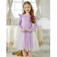 thumbnail image 2 of Oudiya Toddler Tutu Dresses Girls Long Sleeve Ruffle Fall Winter Holiday Star Sequin Tulle Dress 2-6Y, 2 of 7